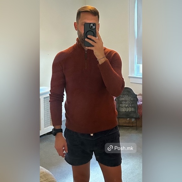 Banana Republic | Quarter-Zip Wool Blend Sweater in Burnt Orange (XS/Small) - Picture 10 of 13